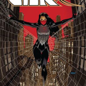 Sleek and mysterious hero cover for superhero comic, Silk