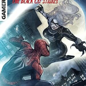 Heist superhero action cover for comic, Spider-Man: The Black Cat Strikes